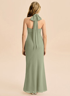 Azazie Velli Junior Meerjungfrau-Linie Hoher Kragen Chiffon Kleid Pistazie image2