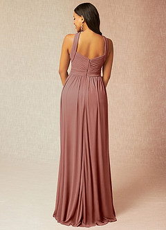 Azazie Hillian Bridesmaid Dresses Cedar Rose A-Line Halter Pleated Mesh Dress image2