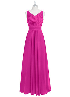 Azazie Pierrette Bridesmaid Dresses Fuchsia A-Line Pleated Chiffon Dress image7