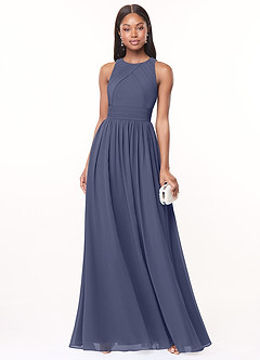 Azazie Harper Bridesmaid Dresses Stormy A-Line Pleated Chiffon Dress image1
