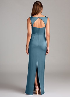 Azazie Flori Bridesmaid Dresses Bermuda Sheath Side Slit Stretch Satin Dress image2