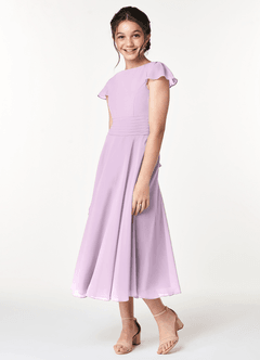 Azazie Payton Junior Linia A Ukłon Szyfon Długość herbaty Młodsza druhna Sukienka image4