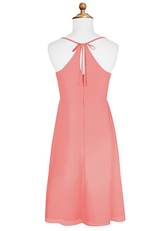 Azazie Doll Junior Coral A-Line Bow Chiffon Dress image6