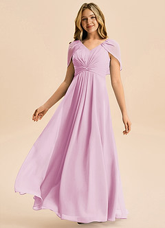 Azazie Emma Junior Linia A Pofałdowany Szyfon Długość podłogi Młodsza druhna Sukienka image4