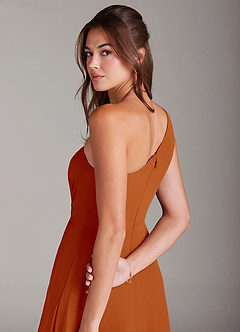Azazie Brooke Brautjungfernkleider A-Linie One-Shoulder Chiffon Kleid Paprika image6