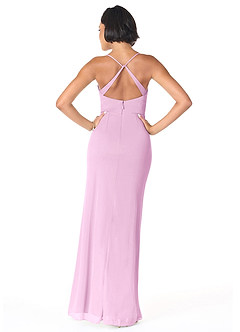 Azazie Ashana Robes de demoiselle d'honneur Robe Fourreau en Maille Dentelle en forme de cœur Rose Bonbon image4