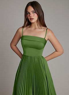 Azazie Mariana Brautjungfernkleider Eine Linie Plissee Stretch-Satin Kleid Basilikum image2