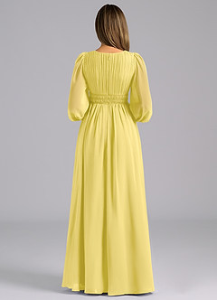 Azazie Palerma Bridesmaid Dresses Canary A-Line Long Sleeve Chiffon Dress image2