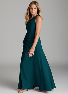 Azazie Maive Junior Pine A-Line Pleated Chiffon Dress image5