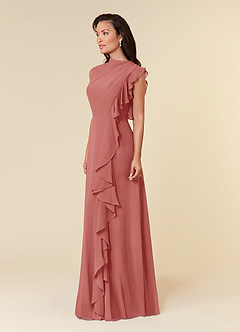 Azazie Narine 신부의 어머니 드레스 A라인 주름진 쉬폰 플로어 길이 드레스 image2