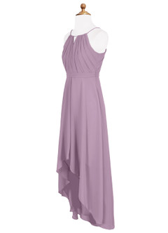 Azazie Oaklynn Junior Robe Trapèze en Mousseline de soie Plissée Glycine image8