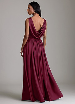 Azazie Novi Bridesmaid Dresses Mulberry A-Line with Pockets Stretch Satin Dress image2
