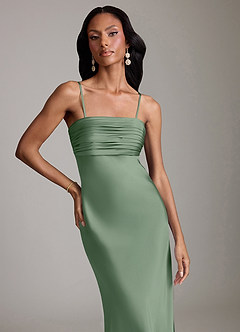 Azazie Saylor Brudtärnklänningar Klä av Sjöjungfru i Stretch Satin Axelbandslös Matcha image3