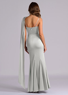 Azazie Inara 신부 들러리 드레스 인어 주름진 스트레치 새틴 바닥 길이 드레스 image3