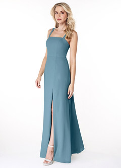 Azazie Jay Bridesmaid Dresses Bermuda A-Line Square Neckline Side Slit Chiffon Dress image4