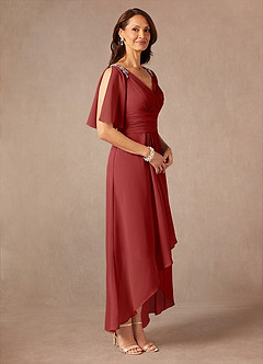Azazie Pascual Mother of the Bride Dresses Rust A-Line Pleated Chiffon Dress image6