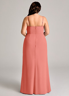 Azazie Maci Brautjungfernkleider Etui Plissee Chiffon Kleid Lachsrosa image9