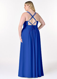 Azazie Farren Bridesmaid Dresses Royal Blue A-Line Pleated Chiffon Convertible Dress image11