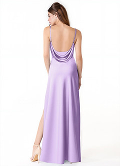 Azazie Alaija Bridesmaid Dresses Lilac Mermaid Side Slit Stretch Satin Dress image4