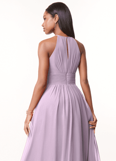 Azazie Bonnie Vestidos de madrinha de casamento Vestir Lilás Fosco de Chiffon de Linha A com Plissado image4