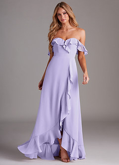 Azazie Lyra Bridesmaid Dresses Lilac A-Line Chiffon Convertible Dress image4