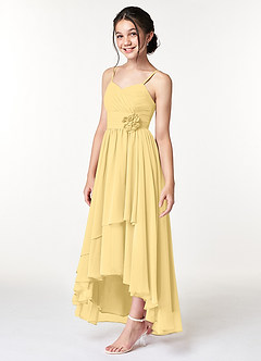 Azazie Catalina Junior Butter A-Line Ruched Chiffon Dress image3