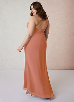 Azazie Becca Robes de demoiselle d'honneur Robe Fourreau en Mousseline de soie Col en V Mai Tai image10