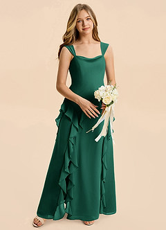 Azazie Sloane Junior Emerald A-Line Sweetheart Neckline Chiffon Dress image3