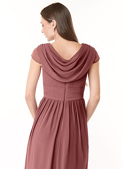 Azazie Organa Final Sale Desert Rose A-Line Pleated Chiffon Dress image6