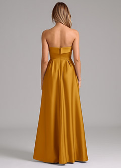 Azazie Lucienne Bridesmaid Dresses Butterscotch A-Line Strapless Stretch Satin Convertible Dress image7