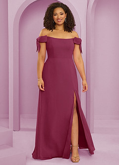 Barbie ♥ Azazie Bridesmaid Dresses Mulberry A-Line Off the Shoulder Chiffon Convertible Dress image7