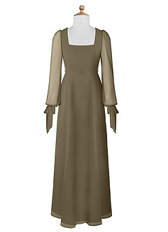Azazie Leonia Junior A-Linie mit Taschen Chiffon Kleid Weidengrün image7
