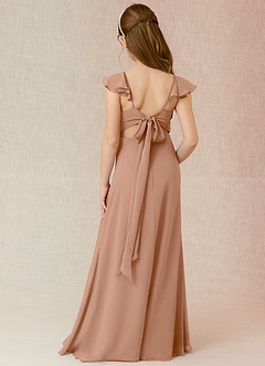 Azazie Everett Junior Champagne Rose A-Line Chiffon Dress image1
