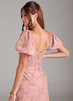 Azazie Evalina Bridesmaid Dresses Rosette Sheath Floral Burnout Dress image5