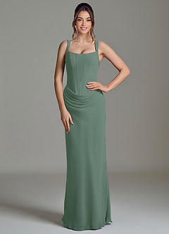 Azazie Niamh Bridesmaid Dresses Eucalyptus Mermaid Corset Chiffon Dress image1