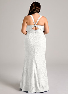 Azazie Mero Bridesmaid Dresses White Sheath Pleated Floral Burnout Dress image2