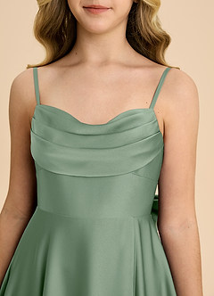 Azazie Bear Junior Abito A-Line in Raso Elasticizzato Scollo a Cuore Matcha image8