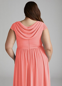 Azazie Organa Final Sale Coral A-Line Pleated Chiffon Dress image12