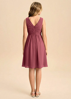 Azazie Skyla Junior A-Line Plisseret Chiffon Mini Junior brudepige Kjole image2