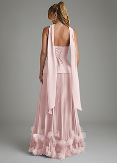 Azazie Alex Robes de demoiselle d'honneur Robe Trapèze en Mousseline de soie Corset Rose Pâle image2