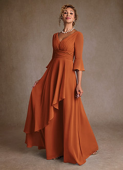 Azazie Eire Abiti per la Madre della Sposa Abito A-Line in Chiffon Plissettato Cannella image3