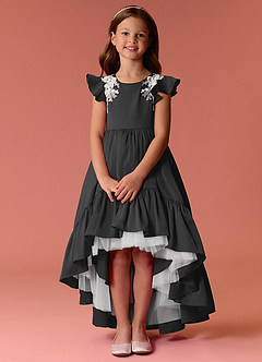 Barbie ♥ Azazie vestidos de niña de las flores Vestido de Negro de Satén Elástico de Corte En A con Encaje image1