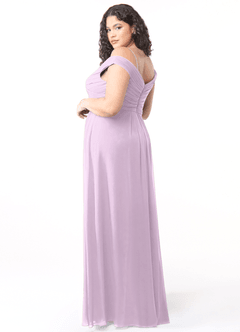 Azazie Audrianna Bridesmaid Dresses Frosted Lilac A-Line Off-The-Shoulder Gathered Chiffon Convertible Dress image9