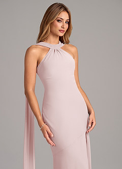 Azazie Kinsley Bridesmaid Dresses Blushing Pink Mermaid Pleated Chiffon Dress image7