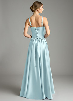 Azazie Evadina Suknie dla druhen Linia A Gorset Satyna elastyczna Do ziemi Sukienka image2