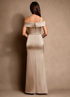 Azazie Altonia Moeder van de bruid jurken Zeemeermin Jurk van Stretch Satijn Off the Shoulder Taupe image3
