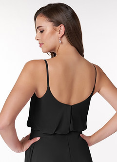 Azazie Lupe Final Sale Black A-Line Scoop Blouson Chiffon Dress image6