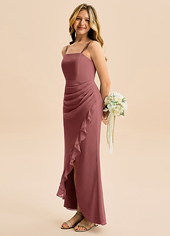 Azazie Buzzy Junior Jurk van Chiffon met Kolom Geplooid Amethist image1