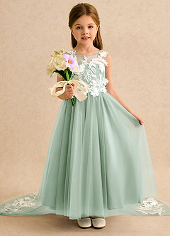 Azazie Mixie vestidos de niña de las flores Vestido de Agave de Encaje de Corte Princesa image6