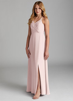 Azazie Davis Junior A-Linie Chiffon Kleid Zartrosa image4